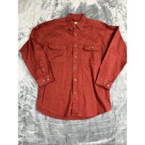 Bear River Workwear Mens Red Button-Up Long Sleeve Shirt With Pockets
